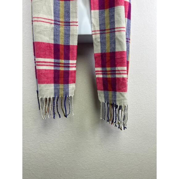 100% cashmere plaid scarf made in Scotland, pink beige blue ￼ - Picture 3 of 5